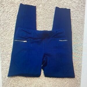 Navy Blue Ponte Leggings with Zipper Pocket